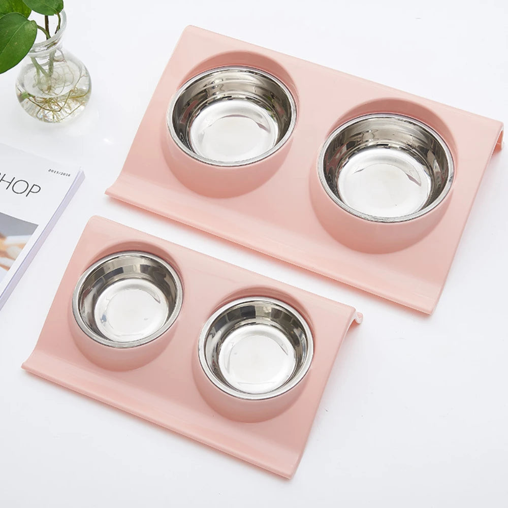 Stainless Steel Dog Double Bowl