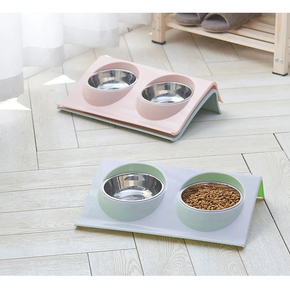 Stainless Steel Dog Double Bowl