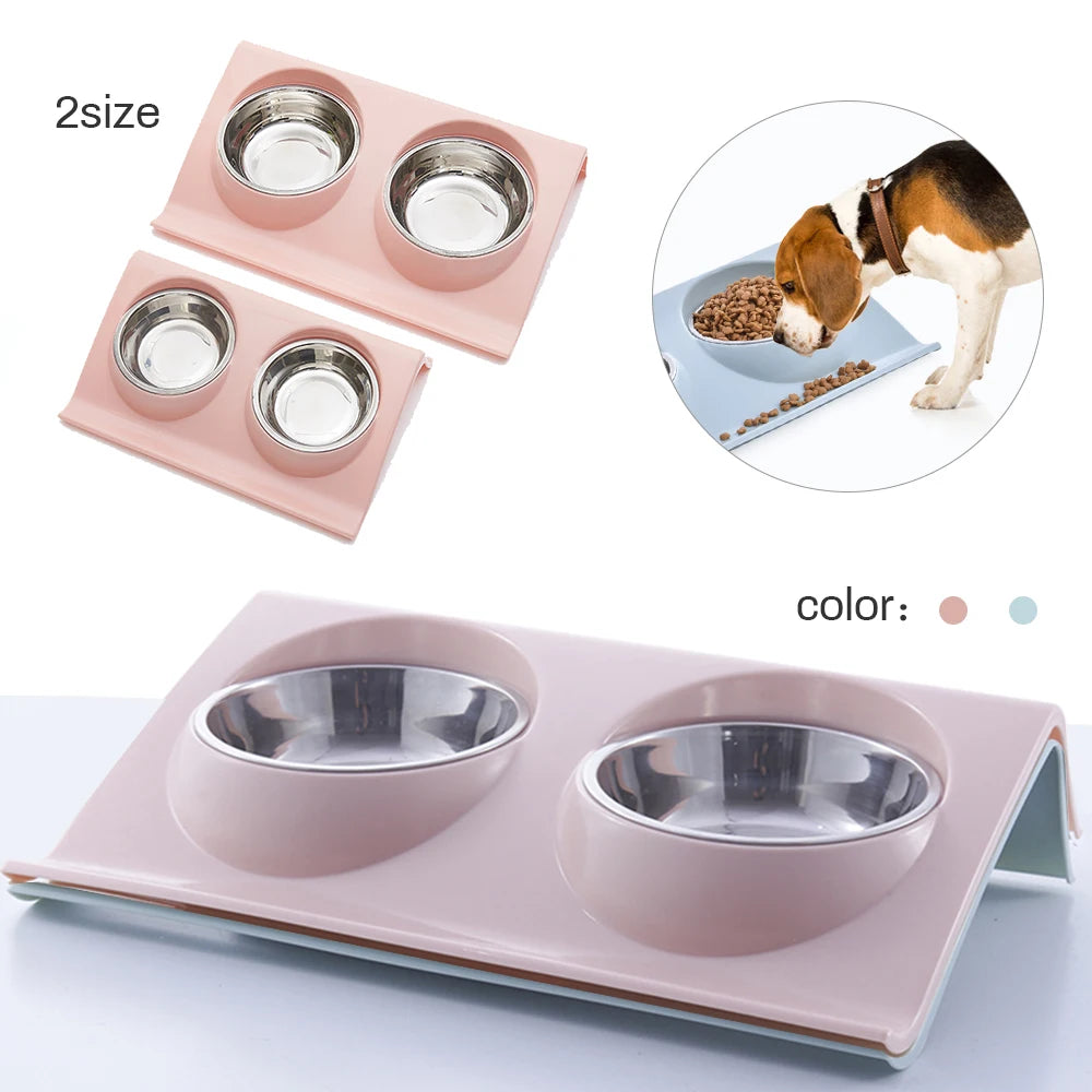 Stainless Steel Dog Double Bowl